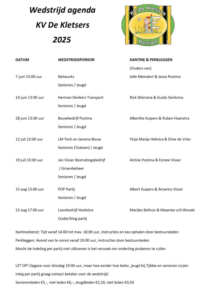 wedstrijdlijst 2025 klein
