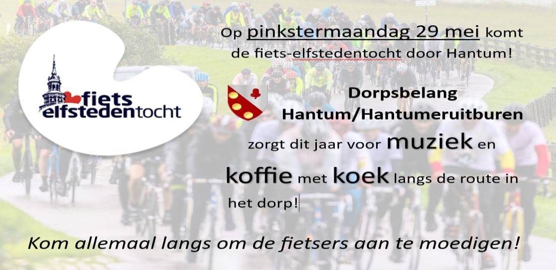 Pinkstermaandag 29 mei fietselfstedentocht door Hantum!